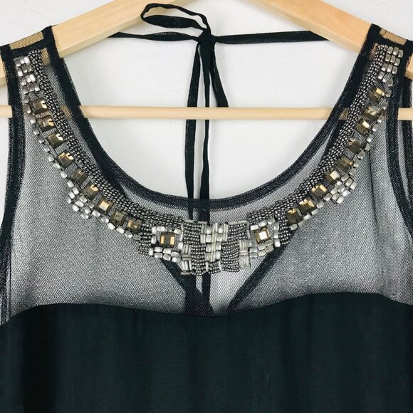 Sweet Rain Black Metallic Beaded Neckline Fit & Flare Dress  Size Small - Picture 3 of 7